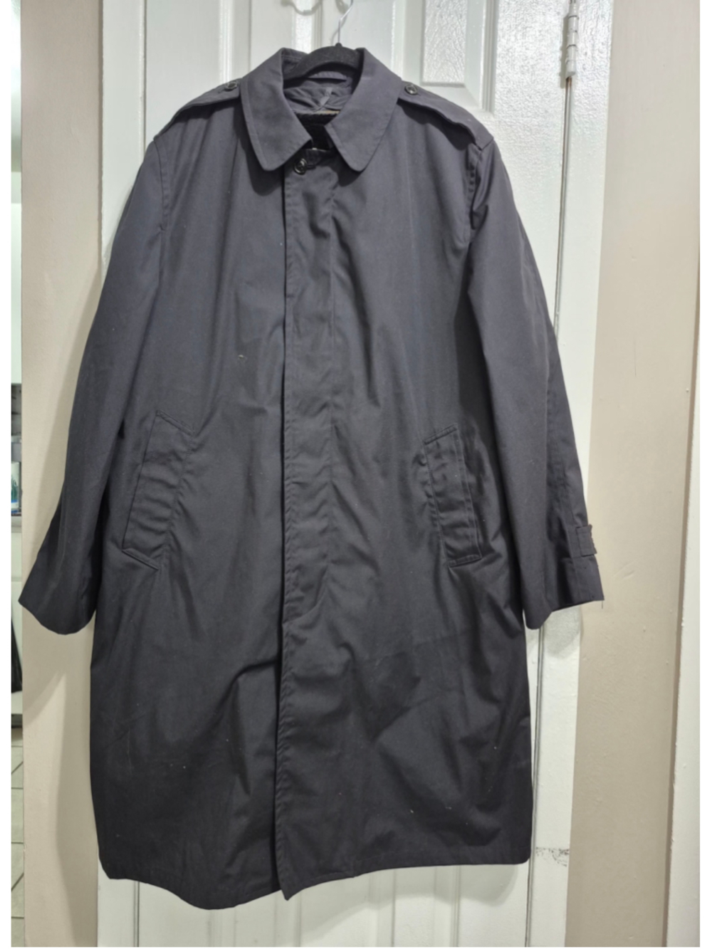 Men's Military Style Trench Coat Black Size 44l